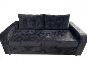 Диван прямой тройной раскладки ППУ темно-серый плюш 205 см