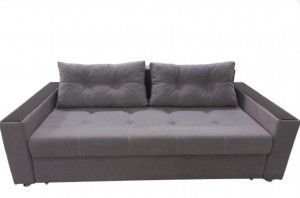 Диван прямой тройной раскладки ППУ на металлокаркасе темно-бежевый велюр 230 см