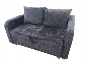 Диван прямой раскладной ППУ Баян графитовый плюш 145 см