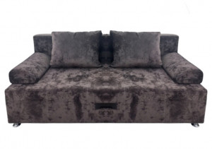 Диван прямой раскладной ППУ Валик с утяжкой коричневый плюш 190 см