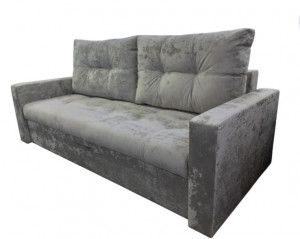 Диван прямой раскладной ППУ Лего серый плюш 215 см