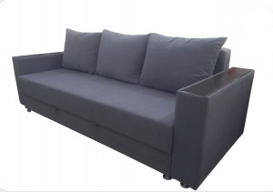Диван прямой раскладной ППУ Еврокнижка серый велюр 220 см
