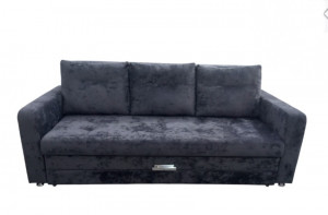 Диван прямой тройной раскладки серый плюш 220 см