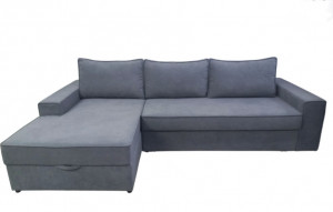 Диван угловой раскладной НПБ Алиса серый велюр 300х175