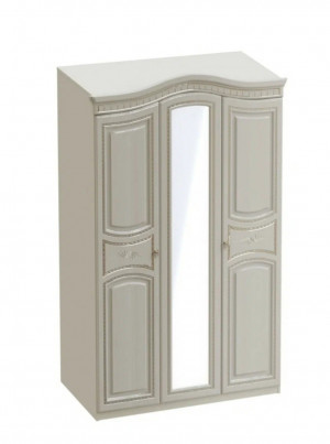 Шкаф распашной 3-х створчатый Николь с зеркалом жемчужный 132х56х227