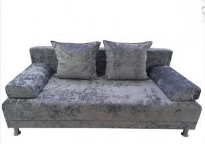 Диван прямой раскладной ППУ Рио 3 серый плюш 190 см