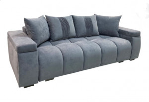 Диван прямой раскладной НПБ Медина Про серый велюр 250 см