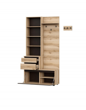 Вешалка с зеркалом Берген Дуб Крафт 100х35х200