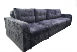 Диван трансформер раскладной с двумя выкатными отоманками ППУ Норд серый плюш 330 см.