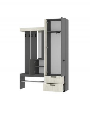 Прихожая трамп графит/дуб крафт белый 1500*2176