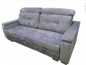 Диван прямой раскладной ППУ Альфа Нью серый плюш 230 см