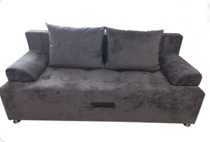 Диван прямой раскладной ППУ Валик с утяжкой коричневый плюш 190 см