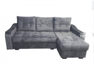 Диван угловой раскладной НПБ София на металлокаркасе серый плюш 250х150