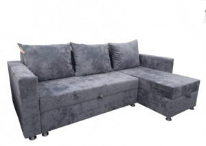 Диван угловой раскладной ППУ Евроугол мини серый плюш 230х145