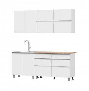 Кухня прямая готовое решение Одри белая 200 см