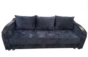 Диван прямой раскладной ППУ Еврокнижка серый плюш 220 см