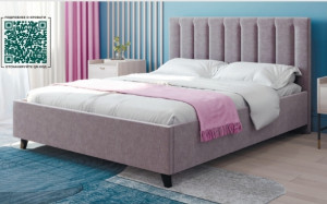 Кровать двуспальная Ариэль  с ПМ голубой 140х200