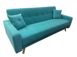 Диван прямой раскладной Сканди бирюзовый велюр 220 см
