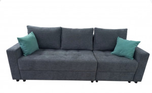 Диван прямой раскладной НПБ Универ с выкатным модулем серый велюр 250 см