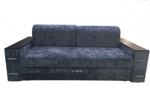 Диван прямой раскладной ППУ темно-серый плюш 240 см