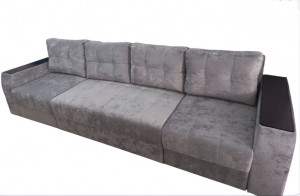 Диван Титан П-образный серый плюш