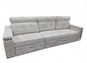 Диван прямой тройной раскладки НПБ Марсель с выкатным модулем молочный плюш 300 см