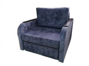 Кресло-кровать на металлокаркасе голубой плюш 100см