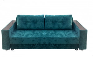 Диван прямой раскладной ППУ Еврокнижка бирюзовый плюш 220 см