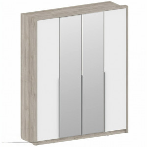 Шкаф распашной 4-х створчатый с зеркалом Анима ШК 3206 дуб серый/белый 190х59х233 см