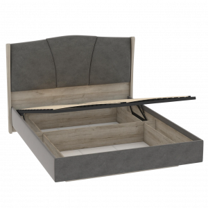 Кровать двуспальная мягкая с ПМ Шер  Дуб серый/айронвуд серебро 160х200