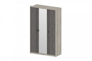 Шкаф 3-х створчатый распашной Шер Дуб серый/айронвуд серебро 144х60х233
