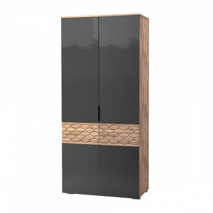 Шкаф распашной двухстворчатый Дели Дуб эндгрейн/Антрацит 100х50х225