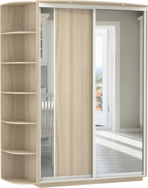 Шкаф-купе 2-х створчатый Оптим Дуб сонома/зеркало 150х50х220