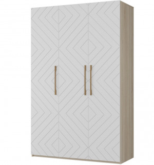 Шкаф распашной 3-х створчатый Флэш дуб крафт/белый 135х51х224