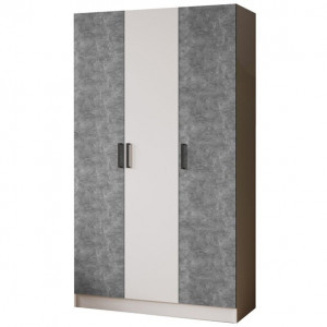 Шкаф распашной 3-х створчатый комбинированный Ларс без зеркала белый/ателье светлое 120х51х210