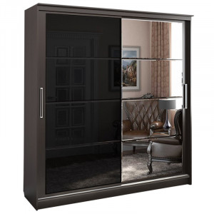Шкаф-купе 2-х створчатый с зеркалом Танго-2 Венге/черный/зеркало 200х60х220