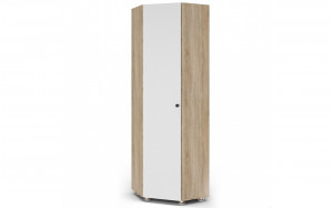 Шкаф угловой распашной одностворчатый ШК-21 белый/дуб сонома 67х67х215