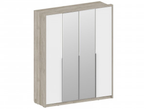 Шкаф 4-х створчатый распашной Анима Дуб серый белый 190х59х233