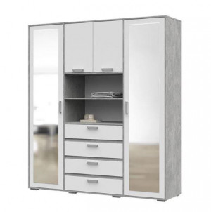 Шкаф с зеркалом 4-х дверный ДЕНВЕР БЕЛЫЙ/ АТЕЛЬЕ СВЕТЛЫЙ 180х50х202