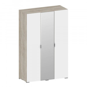 Шкаф распашной 3-х створчатый с зеркалом Анима ШК 3001 дуб серый/белый 137х59х215 см