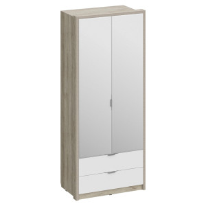 Шкаф распашной 2-х створчатый с ящиками и зеркалом Анима ШК 3216 дуб серый/белый 98х59х233 см