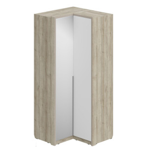 Шкаф угловой распашной 2-х створчатый с зеркалом Анима ШК 3228 дуб серый/белый 108х106х223 см
