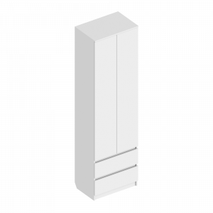 Шкаф распашной двухдверный с 2 ящиками белый 60см