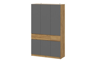 Шкаф распашной 3-х створчатый и 2 ящика Авиньон дуб крафт золотой/графит серый 135х50х222 см