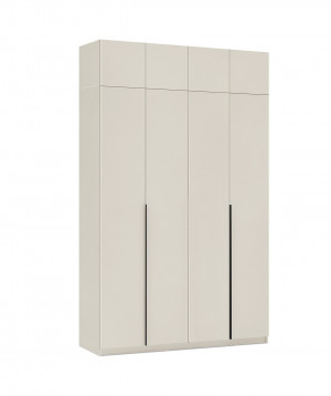 Шкаф 4-х створчатый распашной с антресолью Альте бежевый черные ручки 160х55х260
