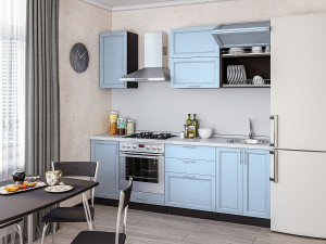 Кухонный гарнитур  прямой Сканди-01 Sky Wood голубой 240