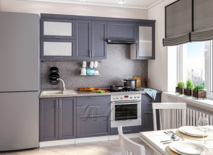 Кухонный гарнитур прямой Сканди - 02 Graphite Softwood графит 260