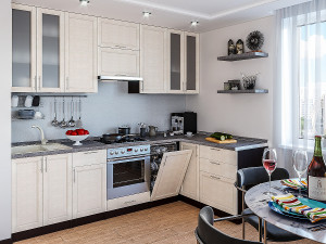 Кухонный гарнитур угловой Сканди - 04 Cappuccino Softwood 250х110