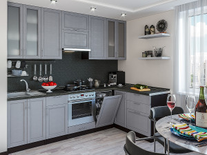 Кухонный гарнитур угловой Сканди - 04 Grey Softwood серый 250х110