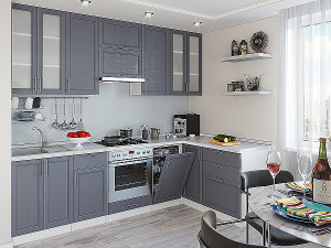 Кухонный гарнитур угловой Сканди - 04 Graphite Softwood графит 250х110